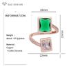 Fashion Rose Gold Color Rectangle Cubic Zirconia Resizable Rings For Women Wedding Party Jewelry Elegant Gift
