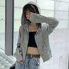 Women S Loose Fit Short Hooded Zip Up Long Sleeve Sweatshirt