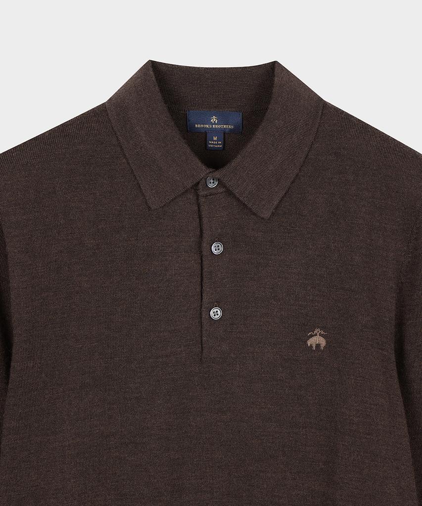 BROOKS BROTHERS Merino Wool Polo Sweater (Brown) (Bbwtmf96364Ew)