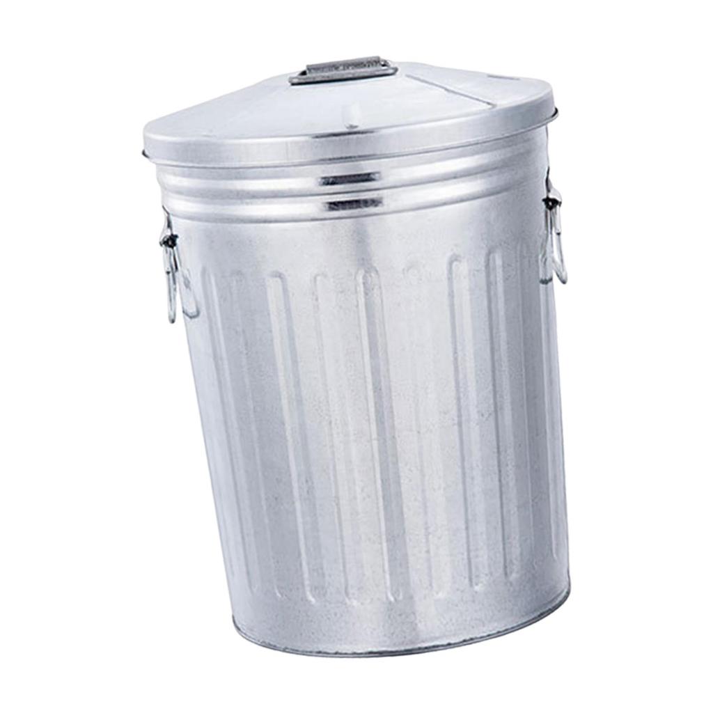 8L Outdoor Metal Trash Can with Seal Lid Rustic Vintage Design for Patio Farm Compost Bin Heavy Duty Storage Container Versatile