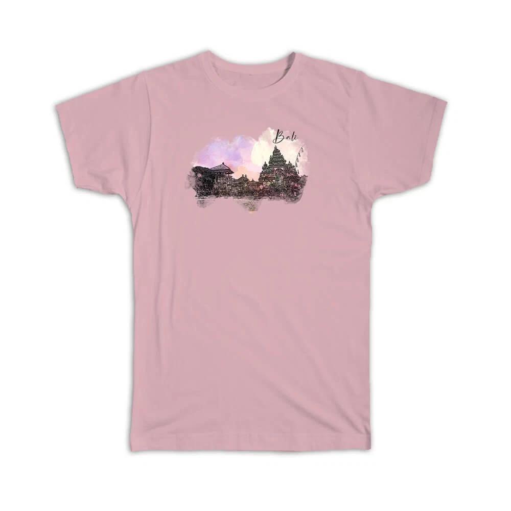 Gift T-Shirt : Bali Indonesia Watercolor Temple 4XL
