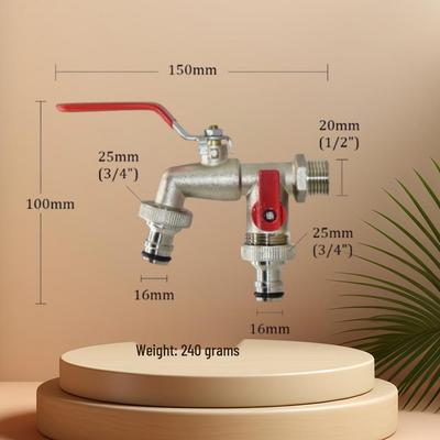 Zinklegierung Gartenhahn mit zwei Ausgängen und Doppelgriffsteuerung, 1/2-Zoll-Zulauf