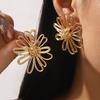 European American Vintage Exaggerated Earrings Cross Border Minimalist Flower Plant Alloy Fashion Daily Commute Ear Jewelry
