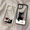 Cute Cat Goblet Drink Couple Clear Phone Case for iPhone 17 16 15 14 13 12 11 Pro Max Plus 17Air 12 13 MINI 16E Shockproof Cover