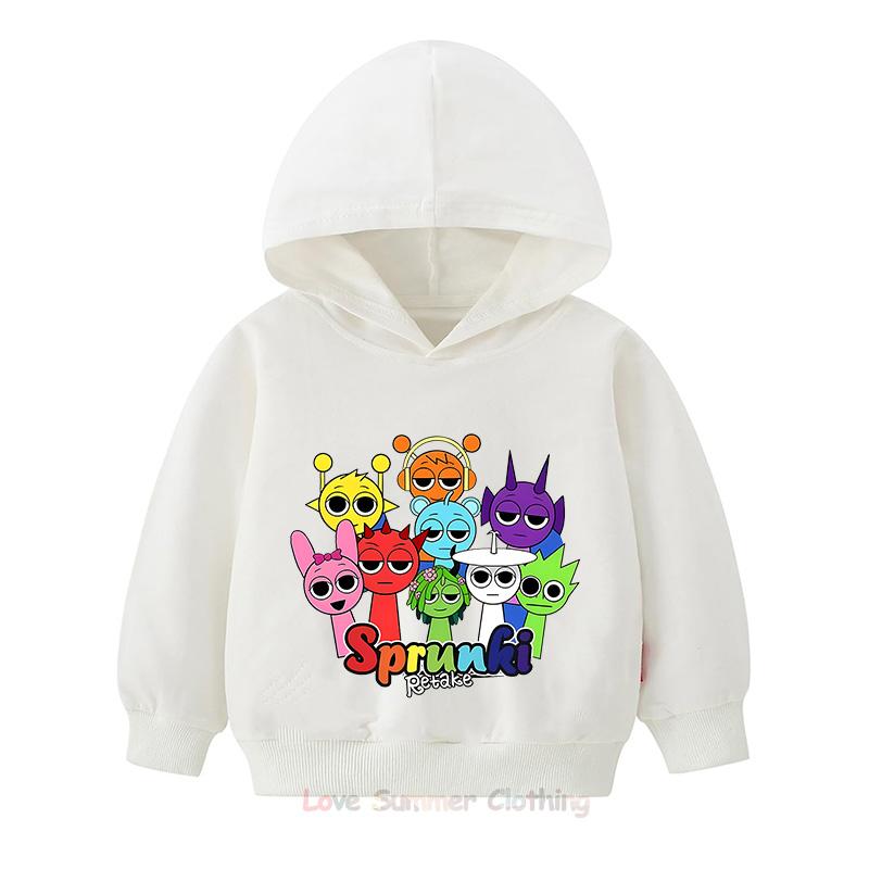 Fall New Arrivals Kids Hoodie Sprunki Childrens Pullover Hoodie Incredibox HD Print Age 4-14 Breathable Polyester Boys Girls Anime Sweatshirts