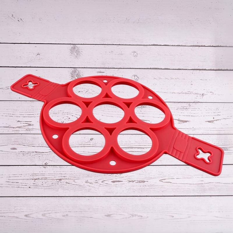 Silicone Non Stick Pot 7-Hole Baking Mold Food-Grade Handle Fried Eggs Pancake Omelet Mold Home Cooking Kitchen Tool Baking Mold
