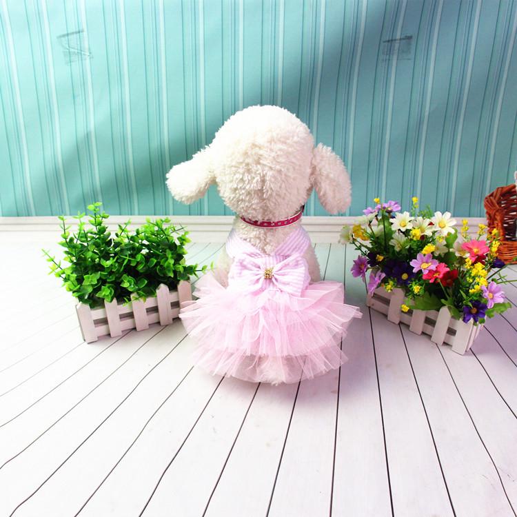 Striped Layered Cake Dress with Teddy, Poodle, Bulldog & Corgi Suspender Skirt for Spring/Summer