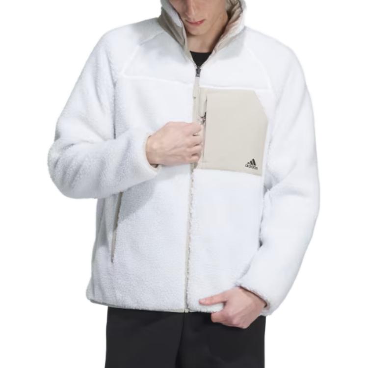 Adidas Colorblock Logo Print Reversible Stand Collar Long Sleeve Jacket Men Jacket Off-White IT8710