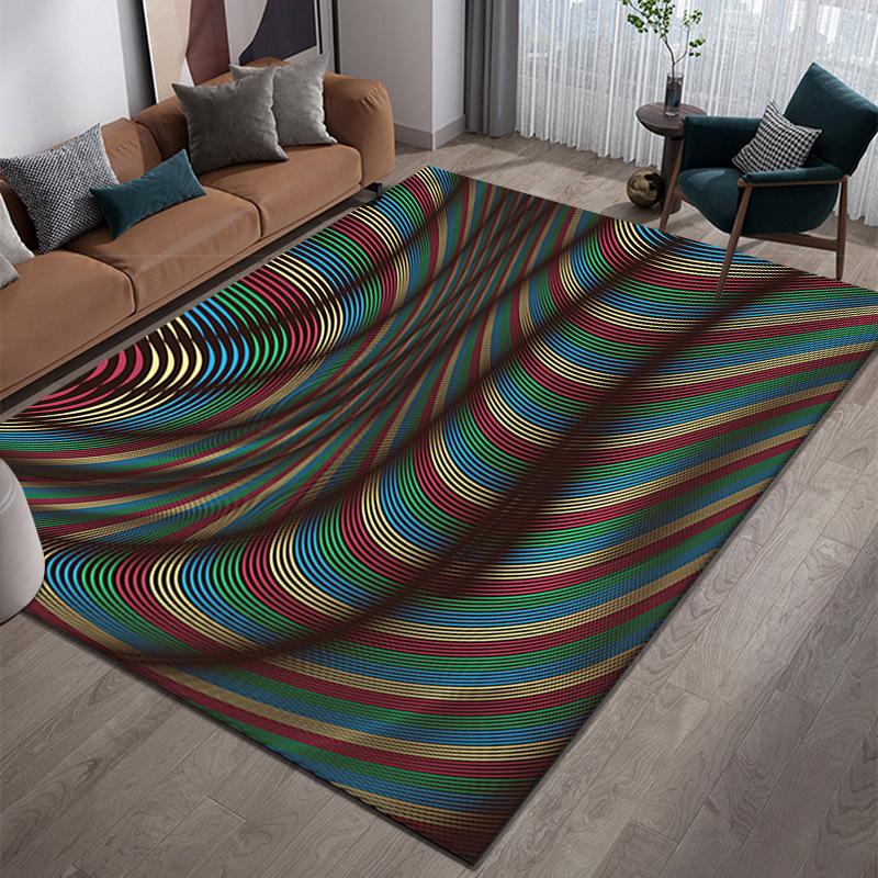 3D Abstract Carpet Color Lines Carpet Living Room Tea Table Visual Carpet Mat