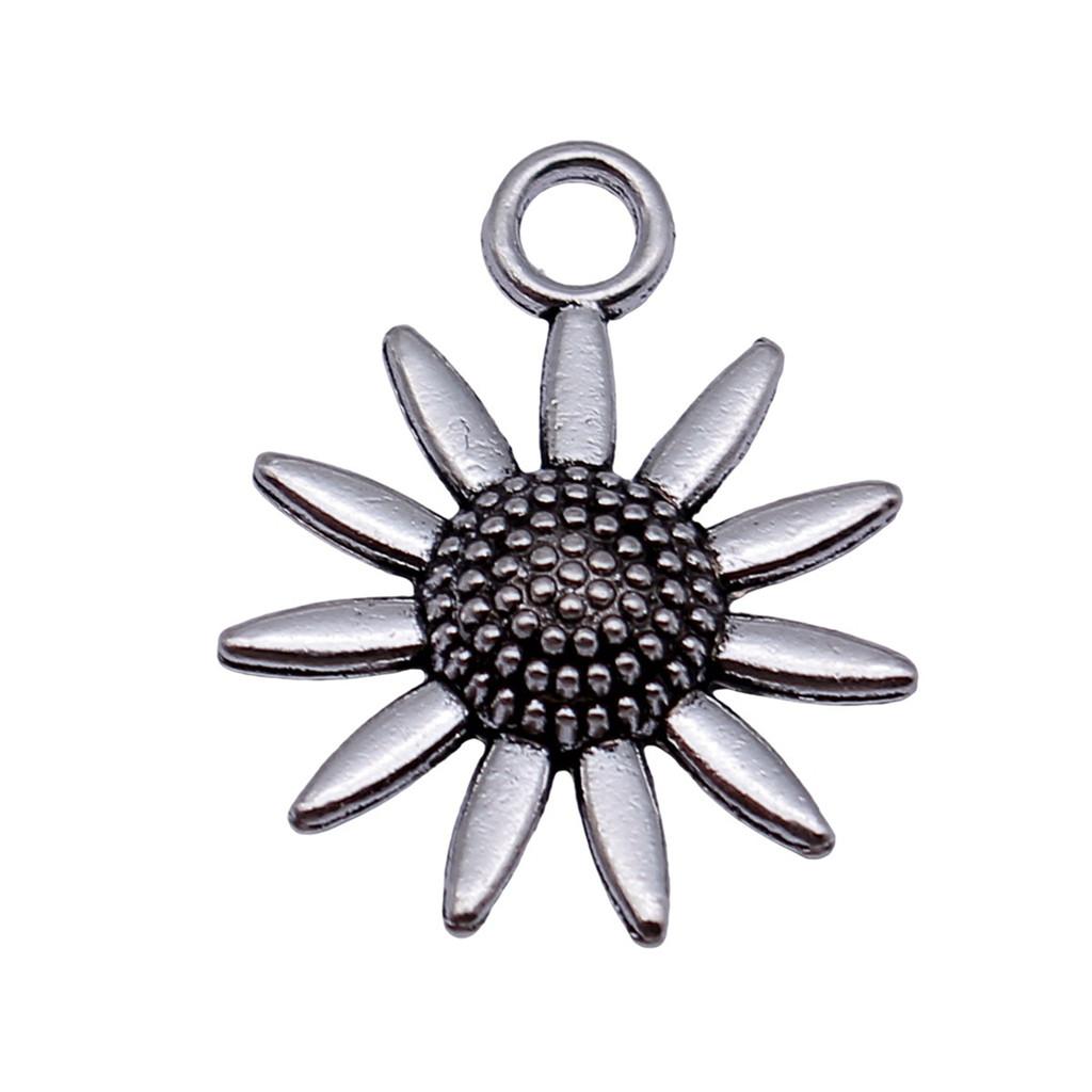 Simple Flower Charms Antique Alloy Pendants For Minimalist Floral Jewelry