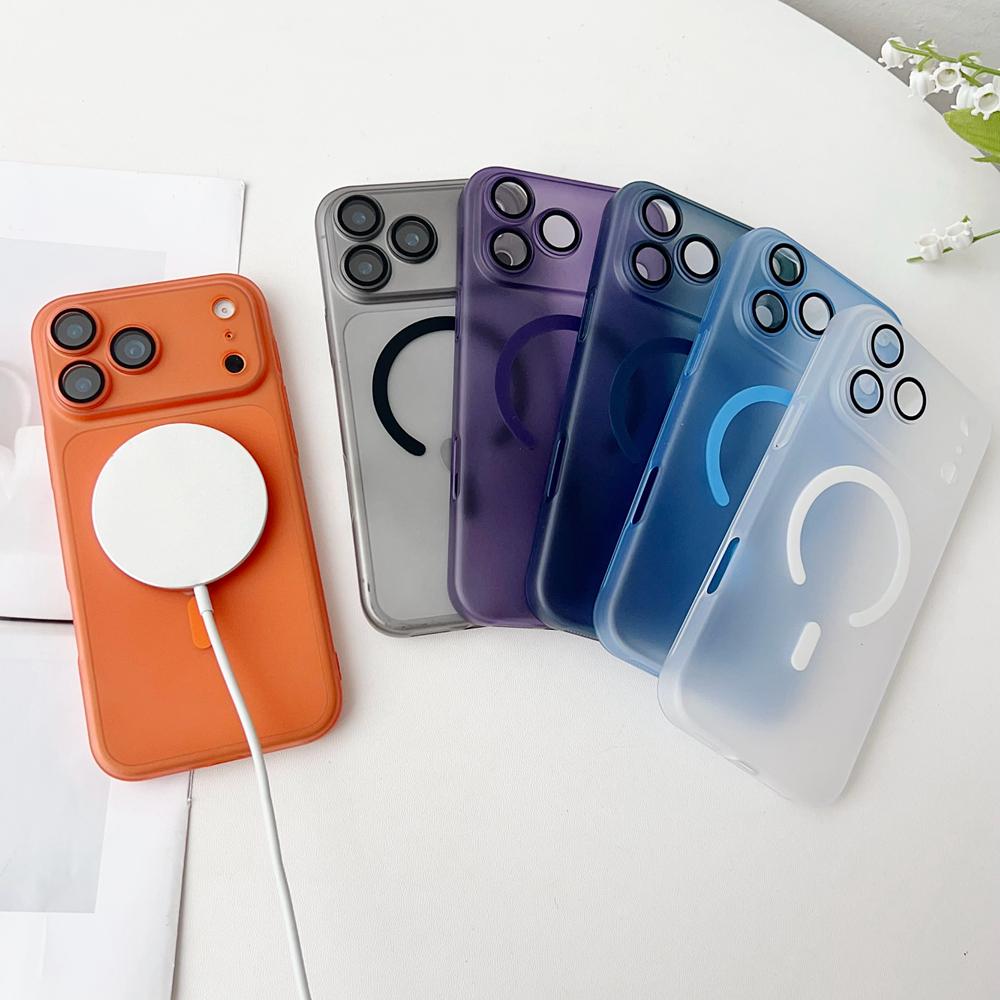 KEYSION Ultradünne Matte Klare Hülle für Magsafe für iPhone 13 14 15 Pro Max 15 Plus Magnetische Kabellose Lade-Rückabdeckung