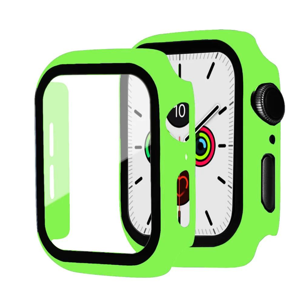 Tempered Glass+Case For Apple Watch Series 9 8 7 41mm 45mm 42mm PC Bumper Screen Protector Cover iWatch 6 5 4 Se 44mm 40mm Shell