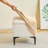 Square Ottoman Stool Cover Jacquard Elastic Footrest Slipcovers All Inclusive Stretch Footstool Dust Covers Solid Color Bedroom