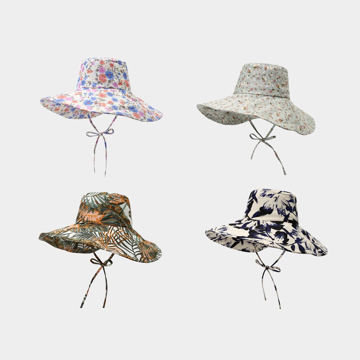 Zealous Sole Women's Floral Print Bucket Hat - Wide Brim Tie Sun Hat For Spring Summer Outdoor Vacation, Cottagecore Style 56-58Cm