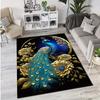 Luxurious Peacock & Floral Design Area Rug - Anti-Slip, Soft Polyester Floor Mat for Bedroom, Living Room, Office, and More
