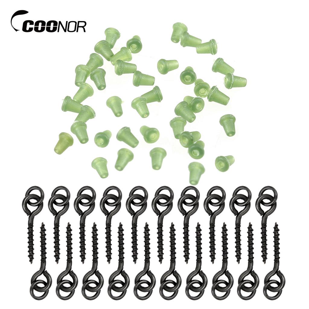20pcs Threaded Boilie Bait Screws 40pcs Fishing Hook Stop Hook Boilies Stopper Fishing Hook Block Beads Carp Fishing