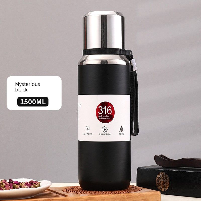 Large-Capacity Thermos Cup 316 Stainless Steel Outdoor Portable Tea Brewing Kettle High-End Simple Portable Tea Brewing Travel Kettle