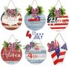 Round Wooden Exquisite Home Decor Sign For 4th Of July Featuring Colorful Imagery Patriotic