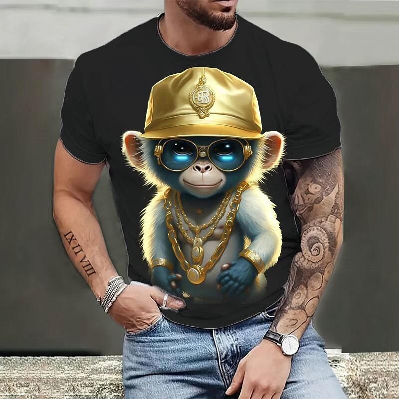 New 3D Printed Men's Round Neck Short Sleeved Casual T-shirt Men's Summer T-shirt