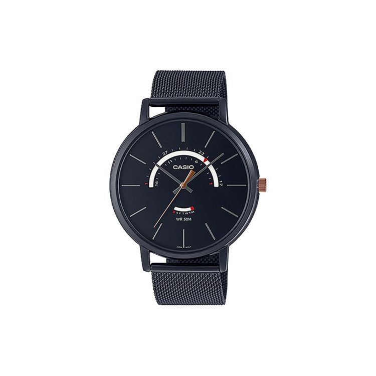 

Casio Standard Series Dress Series Waterproof Business Casual Quartz Movement Stainless Steel Fabric Strap Men Watches Black MTP-B105MB-1AV Black Dial