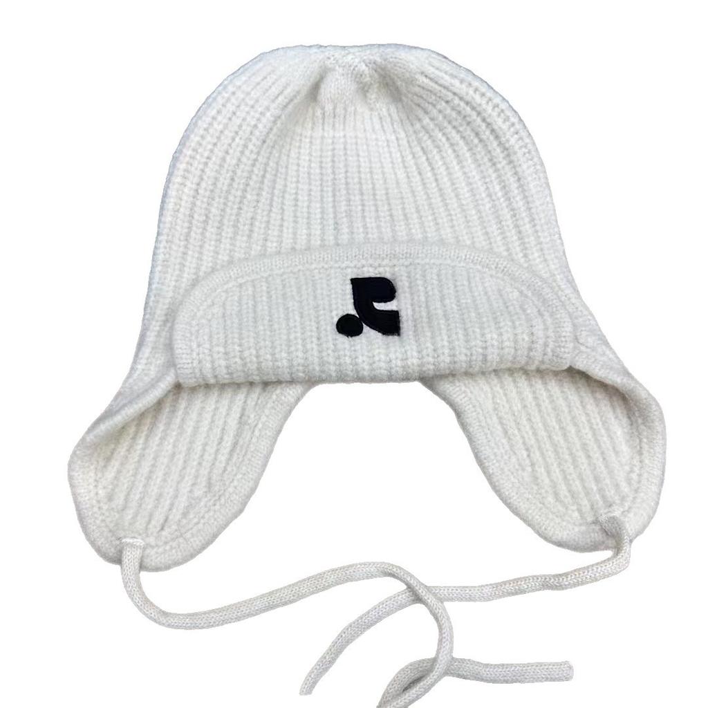 Korean Embroidered Cotton-blend Knitted Head Ear Protection Fashionable and Versatile Warmth and Thick Wool Hat In Autumn and Winter