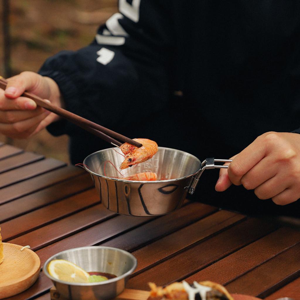 Camping Folding Bowl Stainless Steel Multipurpose Portable Foldable Bowl for Picnic BBQ 300ml Camping Folding Bowl