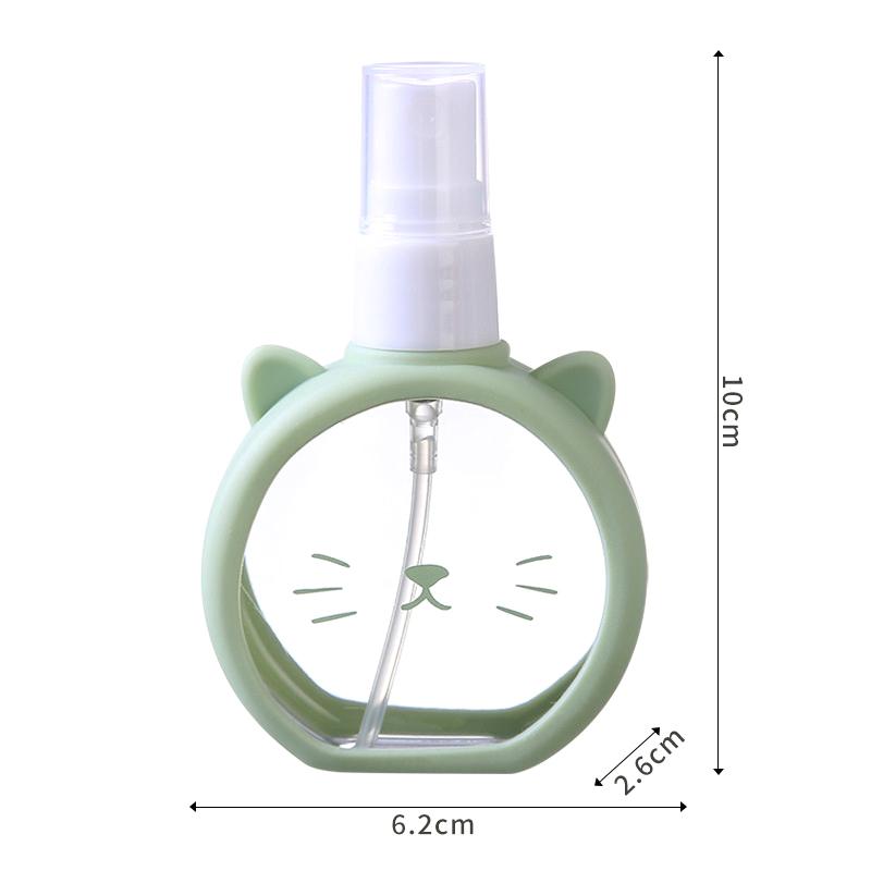 55Ml Cartoon Cat Small Spray Refillable Bottle Disinfection Alcohol Fine Makeup Bottle Cute Silicone Cover Perfume Spray Bottle