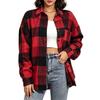 Camisa de Moda para Mujer a Cuadros con Botones Manga Larga Corte Holgado Cuello Blusa para Uso Casual de Trabajo