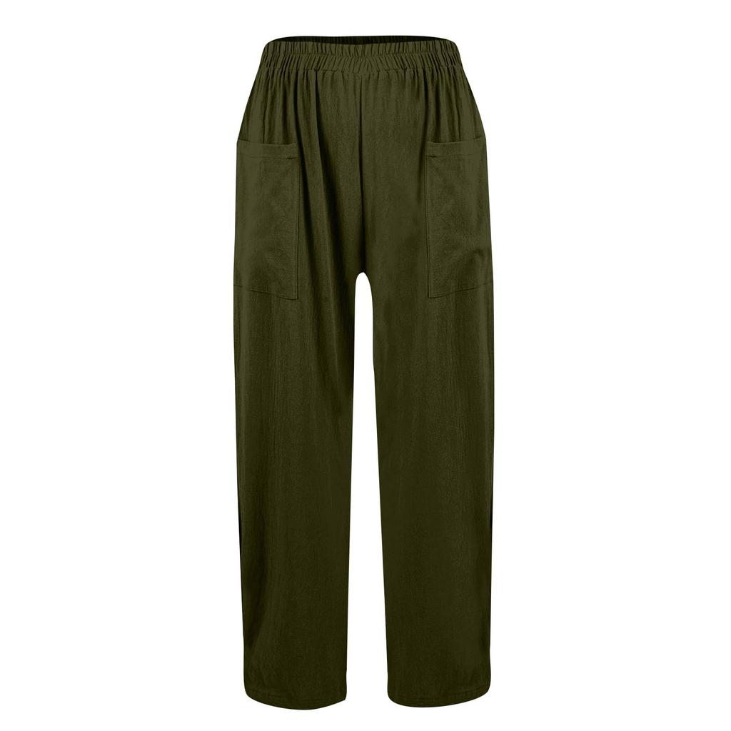 Women's Casual And Fashionable Color Loose Pants With Pocketes