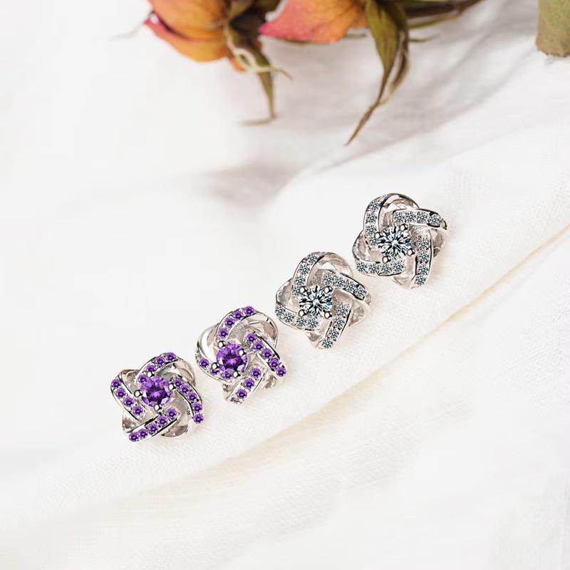 925 Silver Earrings For Women -silver-jewelry Zirconia Eternal Heart Twist Earrings Oorbellen S-e430