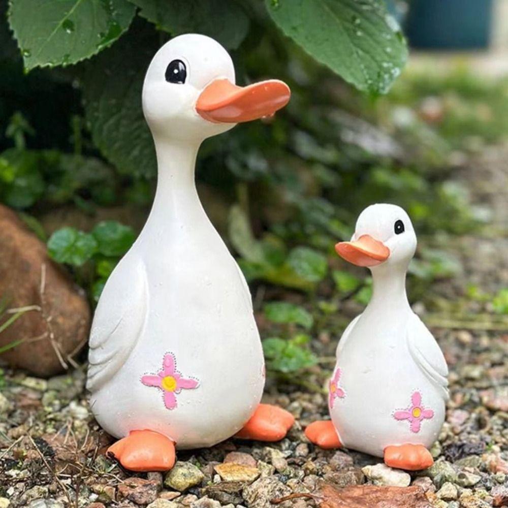 

2 шт. смоли качка Орнамент милі мініатюри фігурка сад декор тварина скульптура вітальня 2 Pcs