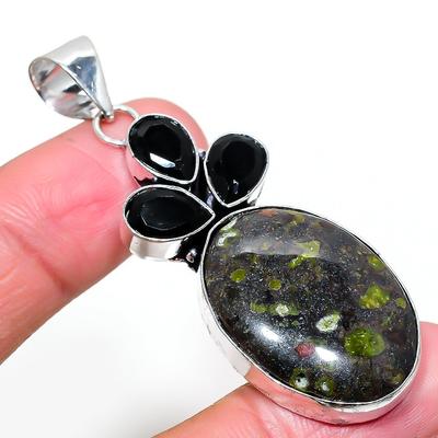 Natural Gogunjula, Spinel Gemstone 925 Sterling Silver Pendant 2.48" K7h98