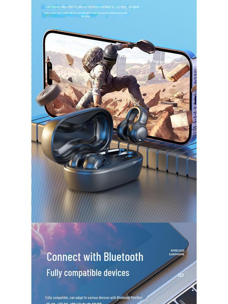 M47 Wireless Bluetooth HD Clip-On Headset - Soft Silicone, Non-In-Ear, Long-Lasting Battery