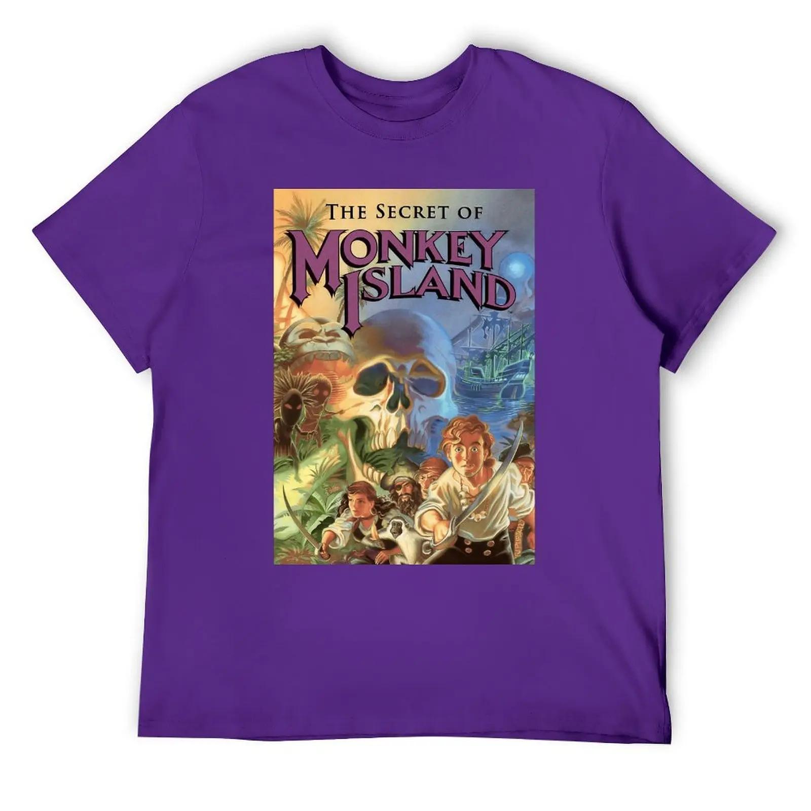 Футболка THE SECRET OF MONKEY ISLAND Классическая футболка с круглым вырезом Спорт Юмор Графический досуг Размер США S серебряный