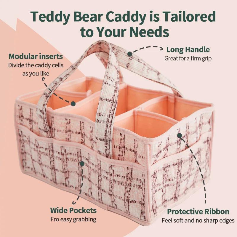 Diaper Bag Large Capacity Multiple Pocket Diaper Caddy Felt Washable Baby Diaper Nappy Organizer Bag Nursery Carrier Storage Bin