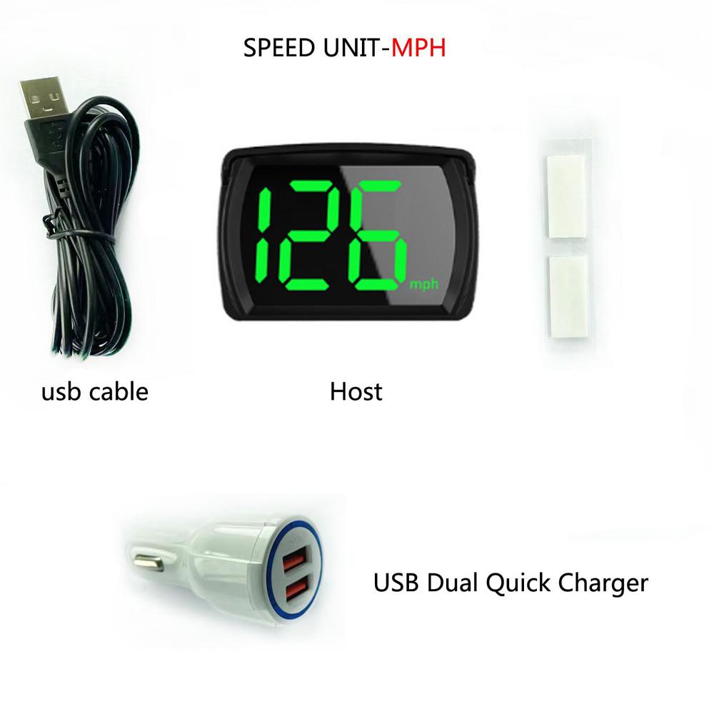 Car Headup Display KM/H MPH GPS Digital Speedometer with LED Large Font Display for Car Truck SUV Motorcycle