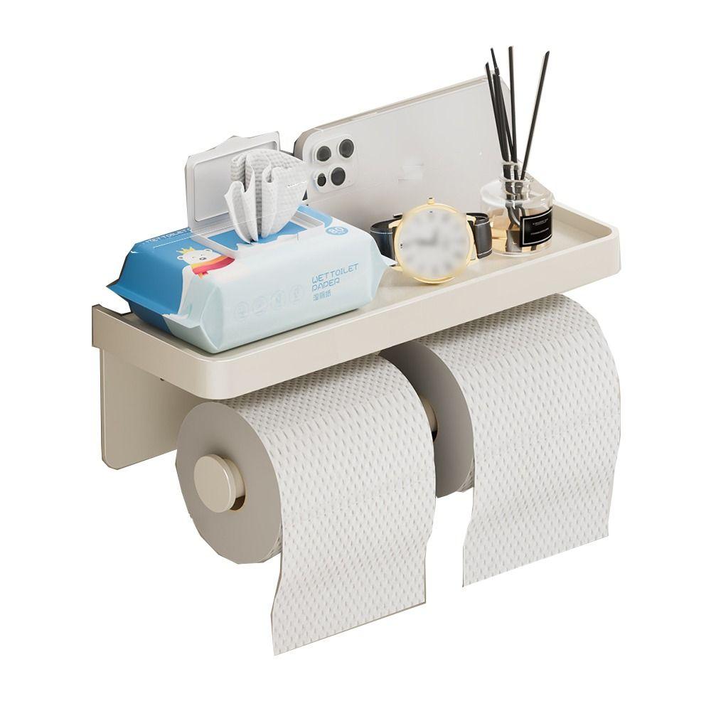 Rustproof Tissue Rack Aluminum Zinc Zinc Alloy Dual Roll Dispenser Sturdy Paper Roll Storage Shelf Apartment