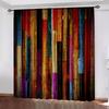 2Pcs Colorful Painted Wood Curtains Rod Pocket Plank Country Style Lodge Farmhouse Wooden Vintage Barn Door Bedroom Decorate.