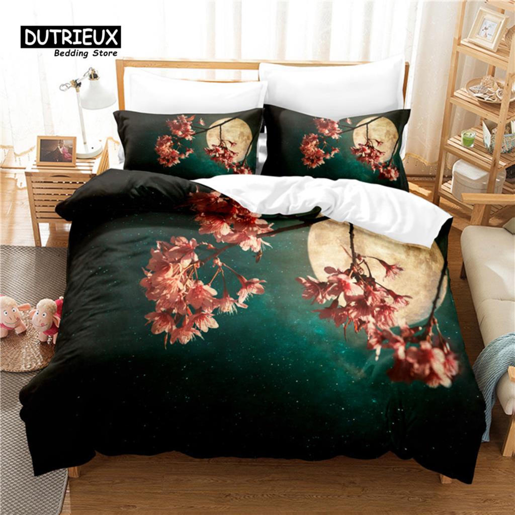 3pcs Duvet Cover Set, 3D Branch Flower Bedding Set, Soft Comfortable Breathable Duvet Cover, For Bedroom Guest Room Decor