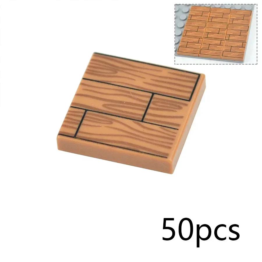 Smooth 2x2 Floor Printed Tile Assembled Building Blocks MOC City House Bricks Decoration Ceramic Tile Construction Toys