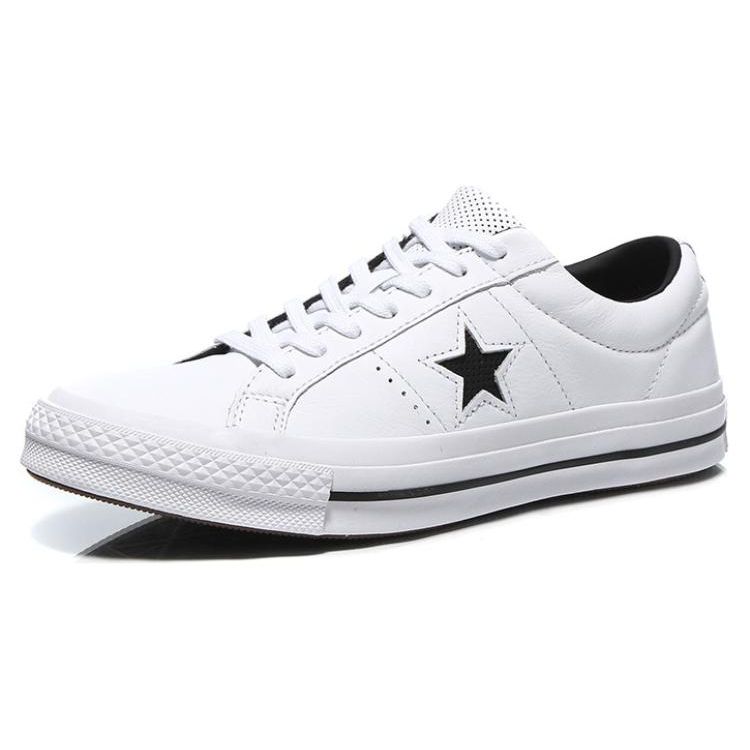 Converse One Star Perforated Leather Low Top Fashion Comfortable Sneakers Unisex Sneakers White 158464C