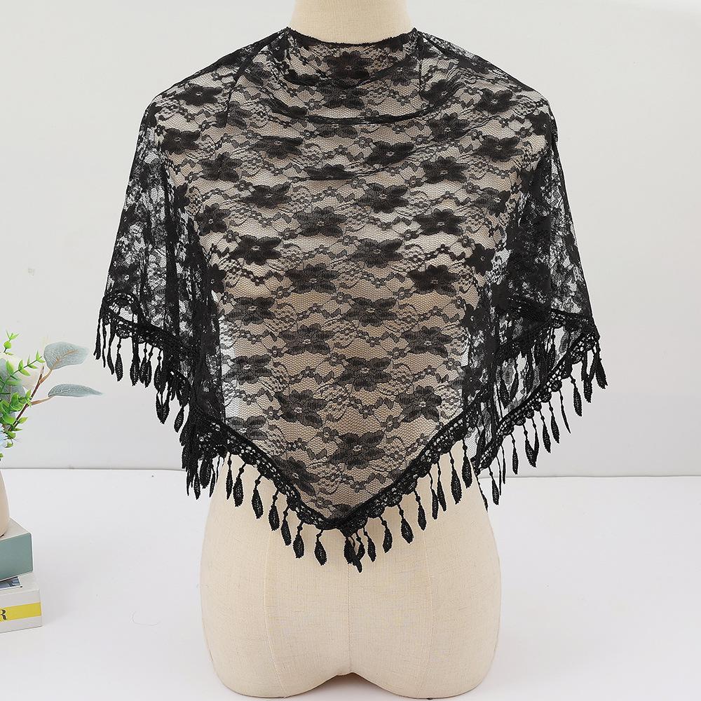 Women Rose Lace Veil Scarf Bandana Church Prayer Wedding Mantilla Chapel White Embroidered Hijab Women Scarves