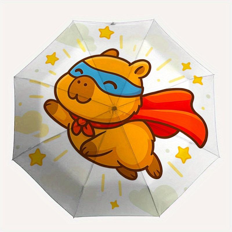 

1pc Superhero Capybara Pattern Automatic Umbrella 8-Bone Design Compact Gear for Outdoor Travel, Perfect Holiday Gift y0827025