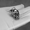 HNSP 316L Stainless Steel Solid Skull Head Pendant Chain Necklace For Men Punk Gothic Motorcycle Style Skeleton Jewelry Gift
