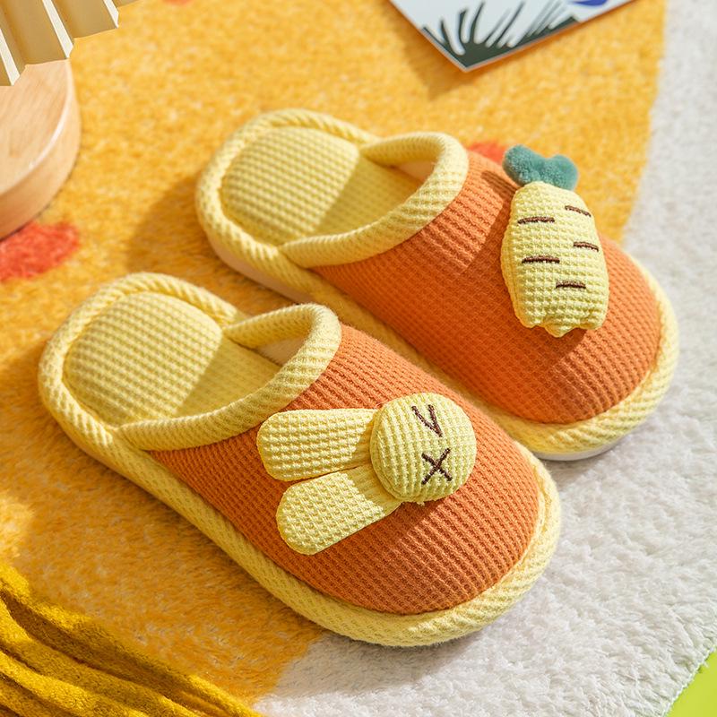 Süße rutschfeste Baumwollhausschuhe für Kinder - Prinzessinnen- & Hasen-Designs, Perfekt für den Innenbereich im Herbst/Winter