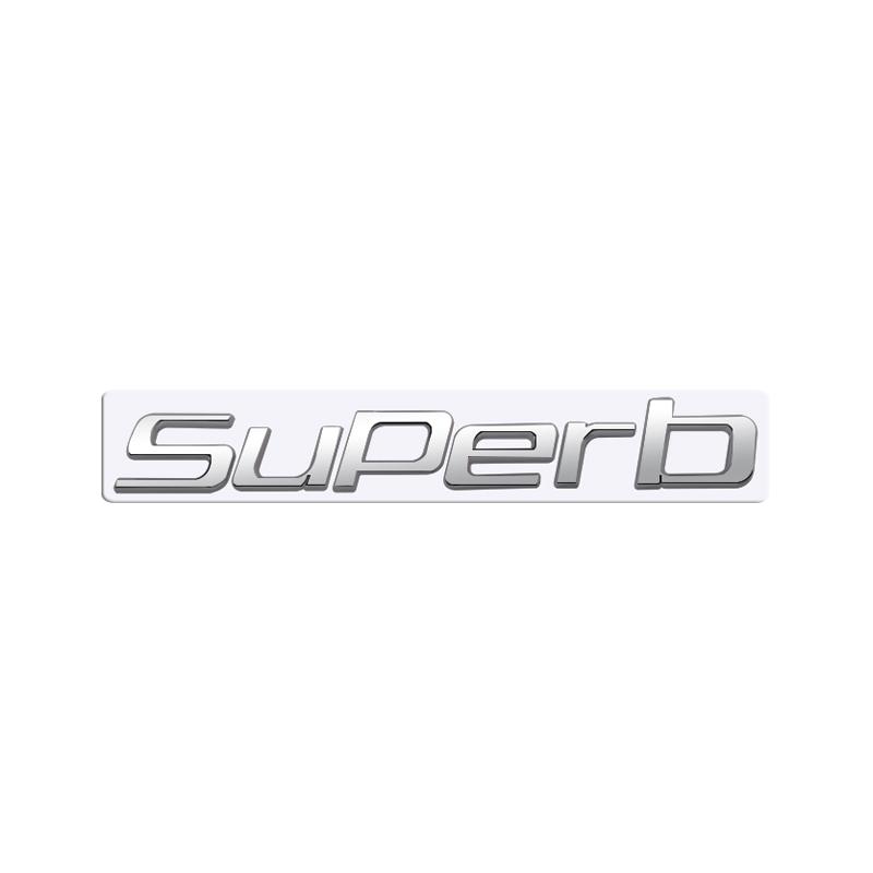 JBIW9 MetaL 3D Badge Logo Car Rear Trunk Body Sticker Letter Emblem For Skoda SUPERB 4X4 Accessories Glossy Black Matte black