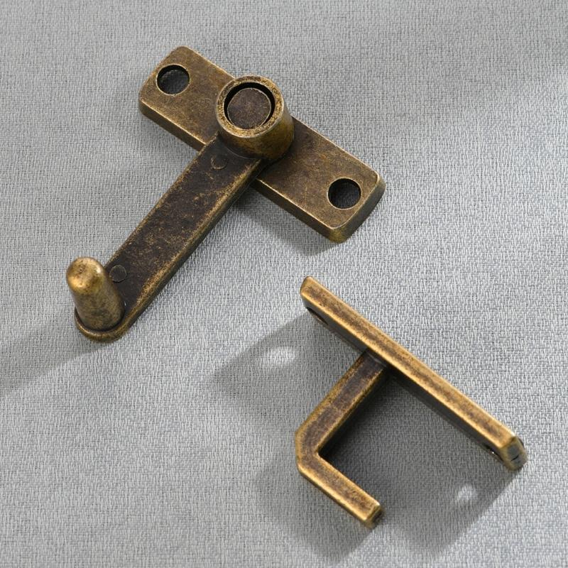 Elegante Serratura a Scatto in Bronzo Antico Maniglia Serratura Scorrevole per Finestre e Porte per Scatole Portagioielli in Legno Fatto a Mano