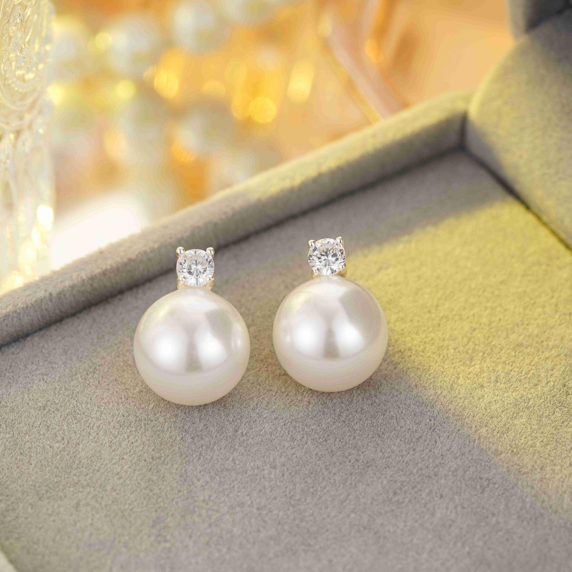 

Серьги-пусеты из серебра 925 пробы с барочным жемчугом Южных морей и Акойя - Идеально круглые, блестящие, классический стиль Дианы для женщин