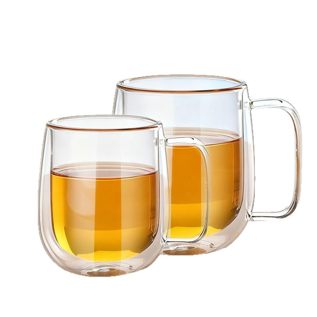 Egg-Shaped Double-Layer Glass Coffee & Tea Cup with Handle, Anti-Scald Design