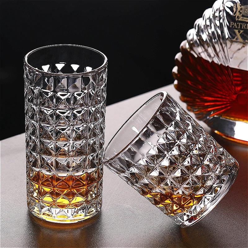 10.3oz/11.4oz High End Wine Glasses Cocktail Glass Diamond Glass Cup Transparent Whiskey Glass Bar Water Bottle Party Brandy Cup